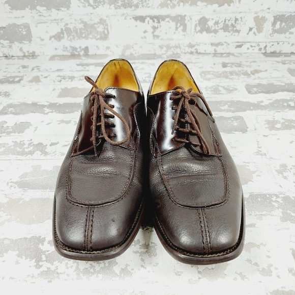 San Remo Brown Leather Lace Up Business Casual Academia Oxford Shoes D754 - Picture 3 of 12